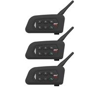 SolaMr V4 PLUS Interfono Moto Coppia, Bluetooth 5.1 Interfono Casco, Interphone Moto con Riduzione del Rumore CVC, Radio FM e Intercomunicazione a 4 vie per una Distanza di Fino a 1500 m - 3PACK