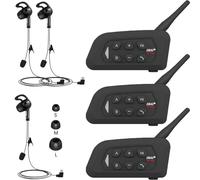 SolaMr V4C PLUS Interfono Arbitro, Bluetooth 5.1 Interphone per Orecchio Destro con Riduzione del Rumore CVC, Radio FM e Intercomunicazione a 4 vie per una Distanza di Fino a 1500 m - 3PACK