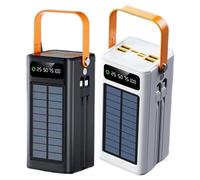 Solar Battery Bank - High Capacity Energy Source, Rechargeable Backup Charging Unit, Survival Adventure Power Supply With Integrated Wire Configuration, Port Electricity Storage Solution Lighting
