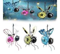 Solar Bee Lights Outdoor, Outdoor Hanging Solar Bee Light, Bee Lights Outdoor Garden,Waterproof Light, Bee Lights for Patio Yard (Blue+Yellow+Purple, 3 PCS)