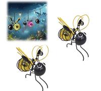 Solar Bees Lights Outdoor, 2 Pack Solar Hanging Insect Simulation Light, 2025 New Solars Bee Lights for Patio Yard Pathway Backyard Balcony Porch Housewarming Gifts (A)