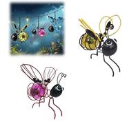 Solar Bees Lights Outdoor, 2 Pack Solar Hanging Insect Simulation Light, 2025 New Solars Bee Lights for Patio Yard Pathway Backyard Balcony Porch Housewarming Gifts (F)