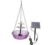Solar Bird Bath Fountain Plastic Hanging Bird Bath Bubbler Bowl Rustproof Easy Clean for Garden Balcony Patio