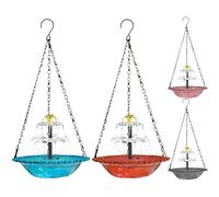 Solar Bird Bath Fountain - PP, 18x9.25in Hanging Bird Bath Solar Powered Waterfall | Chain Hook Outdoor Water Feature For Garden, Backyard, Patio, Lawn, Pond, Pool