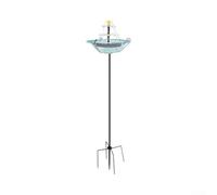 Solar Bird Bath Fountain with Stand Garden Decor(Blue) | Solar powered operation, no batteries or wires, soothing water stream, enhances garden ambiance