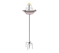 Solar Bird Bath Fountain with Stand Garden Decor(Pink) | Solar powered operation, no batteries or wires, soothing water stream, enhances garden ambiance