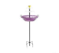 Solar Bird Bath Fountain with Stand Garden Decor(Purple) | Solar powered operation, no batteries or wires, soothing water stream, enhances garden ambiance