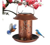 Solar Bird Feeder, 16x24.1cm Waterproof Metal Backyard Lantern Decor, Attractive Hollow Wild Bird Feeders, Convenient To Use For Balcony Patio Garden Window Deck Lawn Wildlife Attraction