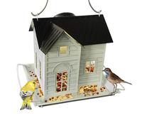 Solar Bird Feeder, Hangable Metal Hummingbird Food Dispenser with Solar-Powered Light, Bluebird Feeding Supplies for Garden, Farmhouse, Backyard, and Balcony Decoration