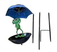 Solar Bird Feeder Light, Frog Shape Feeding Station Decor, LED Garden Illumination Basin Design, Resin Outdoor Wildlife Accessory Set, Patio Yard Bird Bath Lamp with Night Glow Feature 6.29 inches