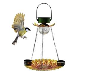 Solar Bird Feeder, Solar Bird Feeder per esterni, 2 in 1, mangiatoia per uccelli in metallo per esterni, resistente alle intemperie, decorazione da giardino per balcone in terrazza