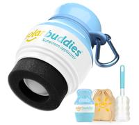 Solar Buddies Bundle da Viaggio Grab & Go, Clip Moschettone e Spazzolino - Singolo Blu Completo - Applicatore Solare Ricaricabile a Spugna Roll-on per Bambini, Adulti e Famiglie - 100ml
