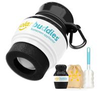 Solar Buddies Bundle da Viaggio Grab & Go, Clip Moschettone e Spazzolino - Singolo Nero Completo - Applicatore Solare Ricaricabile a Spugna Roll-on per Bambini, Adulti e Famiglie - 100ml