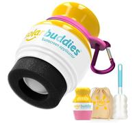 Solar Buddies Bundle da Viaggio Grab & Go, Clip Moschettone e Spazzolino - Singolo Rosa - Applicatore Solare Ricaricabile a Spugna Roll-on per Bambini, Adulti e Famiglie - 100ml