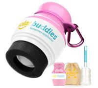Solar Buddies Bundle da Viaggio Grab & Go, Clip Moschettone e Spazzolino - Singolo Rosa Completo - Applicatore Solare Ricaricabile a Spugna Roll-on per Bambini, Adulti e Famiglie - 100ml
