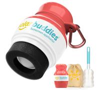 Solar Buddies Bundle da Viaggio Grab & Go, Clip Moschettone e Spazzolino - Singolo Rosso Completo - Applicatore Solare Ricaricabile a Spugna Roll-on per Bambini, Adulti e Famiglie - 100ml