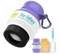 Solar Buddies Bundle da Viaggio Grab & Go, Clip Moschettone e Spazzolino - Singolo Viola Completo - Applicatore Solare Ricaricabile a Spugna Roll-on per Bambini, Adulti e Famiglie - 100ml