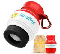 Solar Buddies Set di sacchetti e clip a moschettone, colore rosso, ricaricabile, con spugna solare, crema solare e applicatore per lozioni, per bambini, adulti e famiglie, contiene 100,5 ml