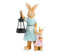 Solar Bunny Lamp - Garden Lantern Decor, Resin Easter Bunny Statue with Lantern, Weatherproof Rabbit Solar Light | Cute Mother and Daughter Outdoor Decor for Yard, Lawn, Patio, Porch, Pathway, Gift