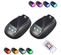 Solar Car Roof Rgb Strobe Light, Solar Powered Wireless Round Car Flash Signal Light, Universal Waterproof Solar Lights with Remote Control for Trucks and Cars (2Pcs)