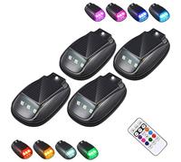 Solar Car Roof Rgb Strobe Light, Solar Powered Wireless Round Car Flash Signal Light, Universal Waterproof Solar Lights with Remote Control for Trucks and Cars (4Pcs)