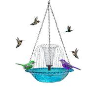 Solar Cascade Hanging Bird Bath Fountain | Outdoor Hanging Bird Bath With Solar Fountain, For Hummingbird Parrot Parakeet Patio Balcony Courtyard Fences