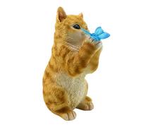 Solar Cat Statue - Cute Outdoor Garden Decor Light, Waterproof Resin Cat with Butterfly Solar Light, Decorative Yard Statue for Garden, Patio, Balcony, Lawn and Pathway Outdoor Landscaping Decor