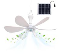 Solar Ceiling Fan Kit - 16.5-Inch, 10W Monocrystalline Panel with USB | Portable 16.5-inch solar-powered ceiling fan with a 10W monocrystalline panel, 6 detachable blades, and USB backup for