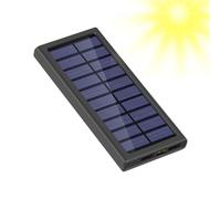 Solar Charger Power Bank, Mobile Phone Charging Station, 10000 mAh External Battery Pack with USB Ports, Portable Energy Backup for Outdoor Camping Use, Black, 14,2 x 6,7 x 1,6 cm