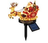 Solar Christmas Yard Palo Luce con Controllo Automatico Sera | Scena natalizia disegnata a forma di renna, calda illuminazione a LED per le vacanze, posizionamento del picchetto per