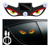 Solar Demon Eye LED Car Window Light, Wireless No Drill Solar and USB Powered Devil Eyes Warning Lights, Devil Eyes Lights Dynamic Windshield Ambient Lamps with Vibration & Light Sensor