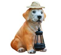 Solar Dog Garden Ornaments - Dog Solar Lights For Gardenn | Solarpowered Puppy Figurine | Cute Solarr Dogs Gardens Figurines With Lantern Mom Grandma Lawns Labrador Ornamentss Gardene Decor