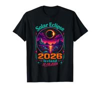 Solar Eclipse 2026 Iceland Retro Synthwave Design Maglietta