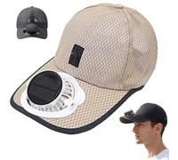 Solar Fan Hat,Cooling Fan Baseball Caps Men Women,Solar Rechargeable Baseball cap with USB,3 Adjustable Speed,Adjustable Mesh Caps,for Outdoor Hiking Camping Travel Summer Use，Beige