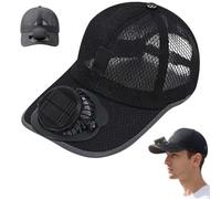Solar Fan Hat,Cooling Fan Baseball Caps Men Women,Solar Rechargeable Baseball cap with USB,3 Adjustable Speed,Adjustable Mesh Caps,for Outdoor Hiking Camping Travel Summer Use，Nero
