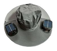 Solar Fan Hat - Portable Solar Powered Fan Cap, Adjustable Cooling Headwear, Breathable Sun Shield Hat | Durablee Hands Free Air Circulation Gear for Trekking Farming Landscaping Boating, grigio