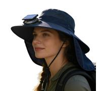 Solar Fan Hat, USB Rechargeable Cooling cap, Wide Brim Outdoor Headgear with Built-in Fan, Lightweight Sun Protection Hat with Comfort Fit, Travel Hiking Fishing Camping Organizer, Summer Vacation