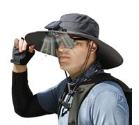 Solar Fan Hat, Wide Brim Cooling cap, UV Protection Gear, Comfortable Fit, Built-in Solar Powered Fan, Summer Gardening Beach Camping Fishing, 9x8x5cm Khaki Dark Gray Black