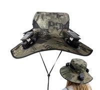 Solar Fan Sun Hat - Multi Head Cooling Hat System, UV Shield Wide Brim Ventilation Cap, Eco Powered Airflow Headgear | Durevole regolabile Outdoor Protection Equipment for Trekking Farming Gardening