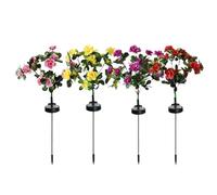 Solar Flower Lights, 4 pezzi LED Lamp Set, IP65 Waterproof Garden Stakes, Outdoor Decorative Lighting Kit, for Garden Patio Yard Lawn Walkway Landscape Cemetery Decoration Use