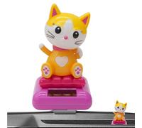 Solar Fortune Cat - Waving Figurine, ornamento cinese decorativo, fascino | Statua del gatto di prosperità per la decorazione del negozio di case home office di auto