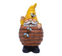 Solar Garden Gnome Statue, Funny Resin Bee Gnomes Figurine with Solar