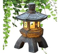 Solar Garden Path Light - Durable Resin Build, Elegant Lantern Shape | 17×17×26 cm Amber Zen Lamp for Villa Patio Porch Yard Illumination, Decorative Eco-Friendly Nighttime Accent Room