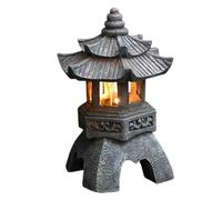 Solar Garden Path Light - Durable Resin Build, Elegant Lantern Shape | 17×17×26 cm Amber Zen Lamp for Villa Patio Porch Yard Illumination, Decorative Eco-Friendly Nighttime Accent Room