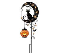 Solar Garden Stake Light | Metal Weather-Resistant Spooky Decoration | Hall | Solar Garden Stake Light | Metal Weather-Resistant Spooky Decoration | Halloween Black Cat Pumpkin Light | for Patio Yard Law