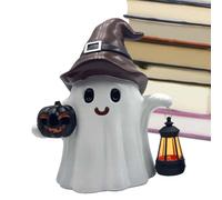 Solar Garden Statues, Waterproof Outdoor Lanterns, 7.48×5.12in Ghost Pumpkin Sculpture, Solar Powered Light, Authentic Weather-Resistant for Lawn Porch Backyard Cemetery
