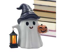 Solar Garden Statues, Waterproof Outdoor Lanterns, 7.48×5.12in Ghost Pumpkin Sculpture, Solar Powered Light, Authentic Weather-Resistant for Lawn Porch Backyard Cemetery