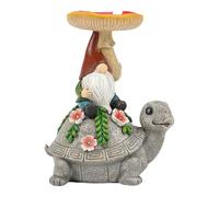 Solar Garden Turtle Decor, CreativeFleshy Plant Terrapin Bird Feeder with 300ma Sun Powered Light, Resin Yard Ornament Courtyard, Ideal for Outdoor Furnishing and Family Gatherings