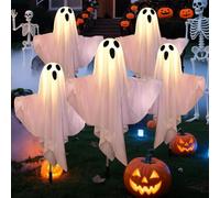 Solar Ghost Lights, Halloween Pathway Decorations, Spooky Garden Decor for Fence Walkway Patio, Outdoor Accent Lighting, Holiday Festival Yard Scenes Night Parties Fall Events, 17.72 inches