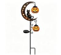 Solar Halloween Black Cat & Pumpkin Moon Garden Stake Light，Black Cat | Pumpkin Moon Lantern Solar Lantern Stake with Warm LED Glow, Outdoor Halloween Yard Decor for Patio, Lawn, Pathway, Porch